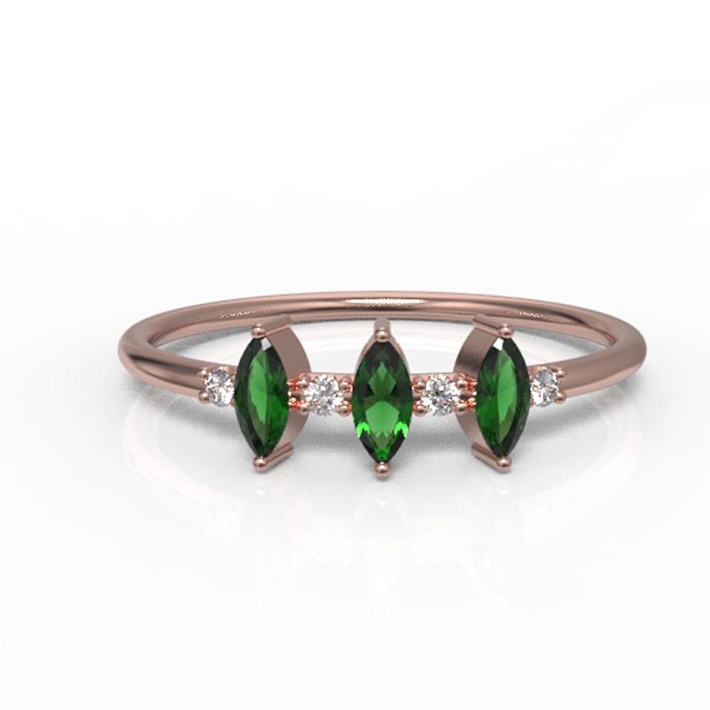 Minimalist Dainty Fancy Trinity Marquise CZ Ring